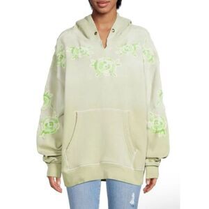 Free People We The Free Ombre Embroidered Oversize Hoodie Medium Mint Green Boho